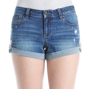 Juniors Celebrity Pink Embroidered Cuffed Shorts -3" inseam Size 3 5 Flower NWT